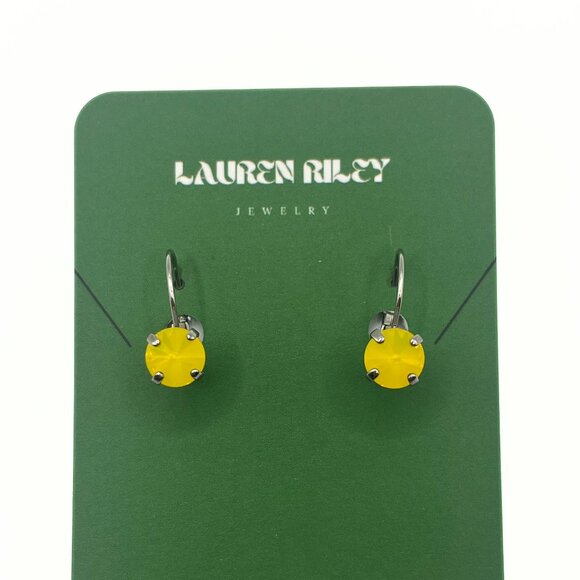 Handcrafted Bright Yellow Swarovski Crystal Earrings - Silver Plated Nickel-Free - Picture 1 of 4